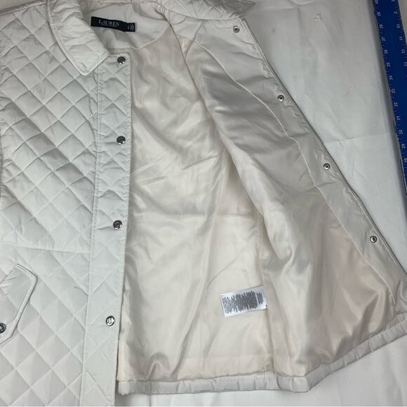 Lauren Ralph Lauren women's large white quilted crest diamond vest puffer cold - Picture 7 of 14
